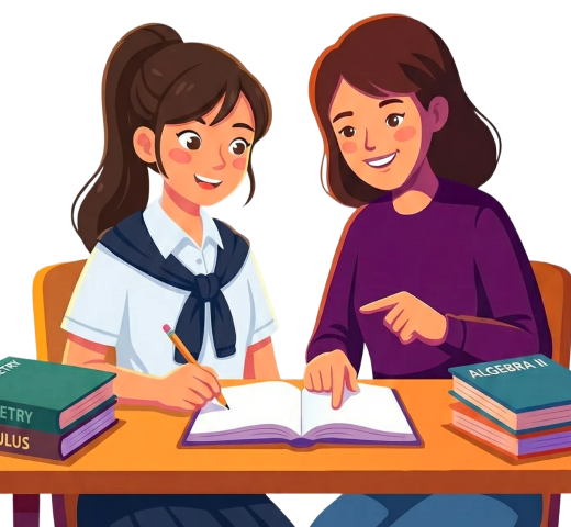 Parent and child studying together
